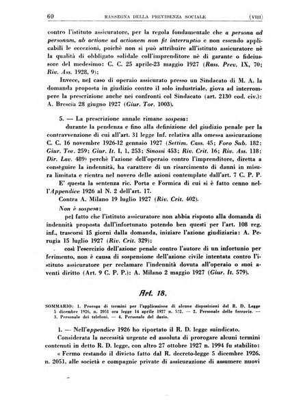 Rassegna della previdenza sociale assicurazioni e legislazione sociale, infortuni e igiene del lavoro