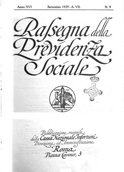 Rassegna della previdenza sociale assicurazioni e legislazione sociale, infortuni e igiene del lavoro