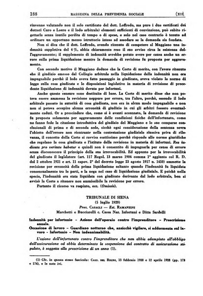 Rassegna della previdenza sociale assicurazioni e legislazione sociale, infortuni e igiene del lavoro