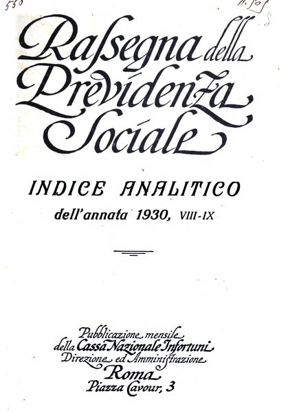 Rassegna della previdenza sociale assicurazioni e legislazione sociale, infortuni e igiene del lavoro