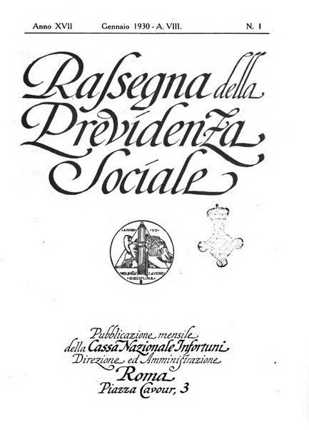 Rassegna della previdenza sociale assicurazioni e legislazione sociale, infortuni e igiene del lavoro