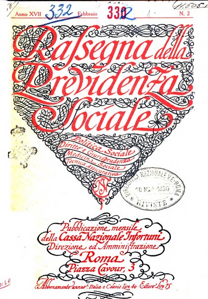 Rassegna della previdenza sociale assicurazioni e legislazione sociale, infortuni e igiene del lavoro