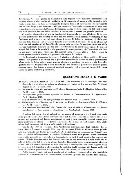 Rassegna della previdenza sociale assicurazioni e legislazione sociale, infortuni e igiene del lavoro