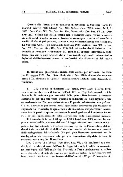 Rassegna della previdenza sociale assicurazioni e legislazione sociale, infortuni e igiene del lavoro