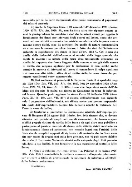 Rassegna della previdenza sociale assicurazioni e legislazione sociale, infortuni e igiene del lavoro