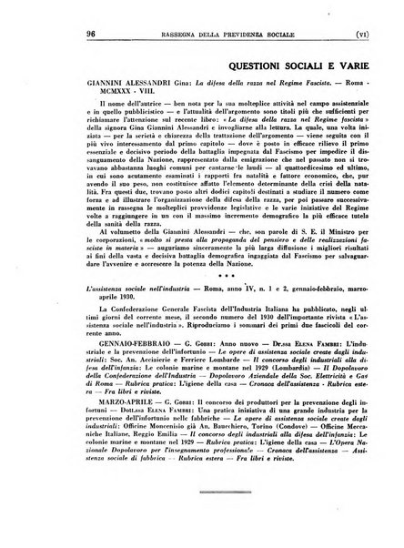 Rassegna della previdenza sociale assicurazioni e legislazione sociale, infortuni e igiene del lavoro