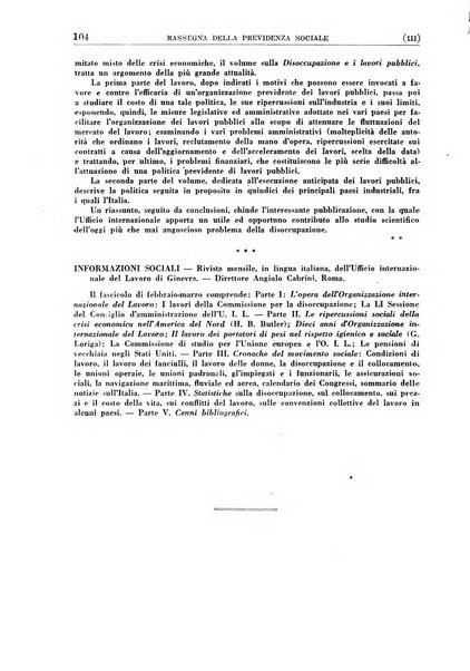 Rassegna della previdenza sociale assicurazioni e legislazione sociale, infortuni e igiene del lavoro