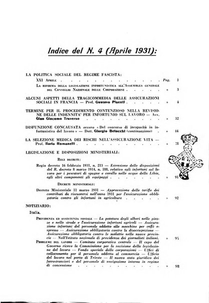 Rassegna della previdenza sociale assicurazioni e legislazione sociale, infortuni e igiene del lavoro