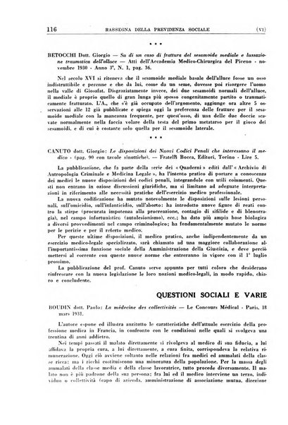 Rassegna della previdenza sociale assicurazioni e legislazione sociale, infortuni e igiene del lavoro