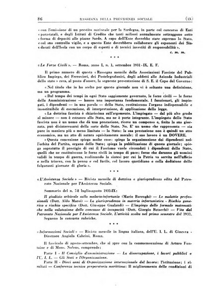 Rassegna della previdenza sociale assicurazioni e legislazione sociale, infortuni e igiene del lavoro