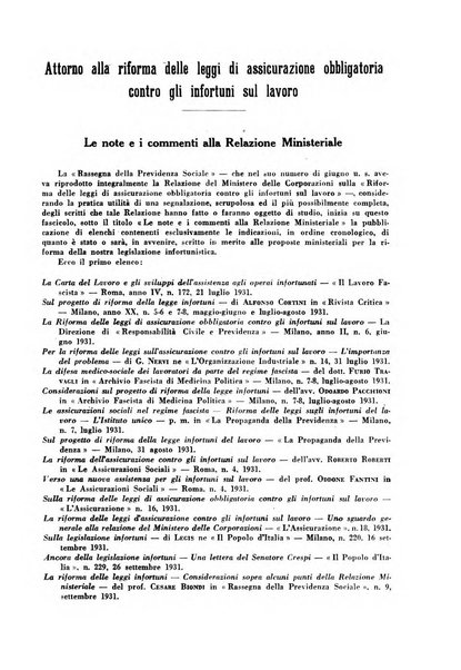 Rassegna della previdenza sociale assicurazioni e legislazione sociale, infortuni e igiene del lavoro