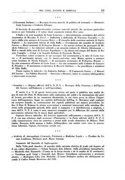 Rassegna della previdenza sociale assicurazioni e legislazione sociale, infortuni e igiene del lavoro