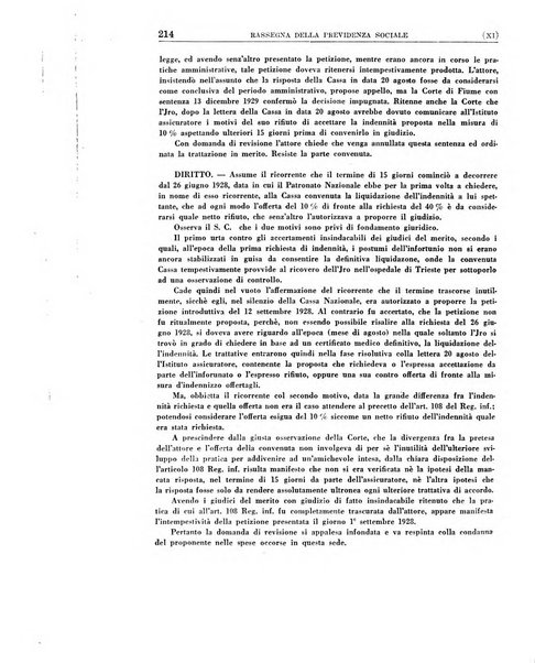 Rassegna della previdenza sociale assicurazioni e legislazione sociale, infortuni e igiene del lavoro