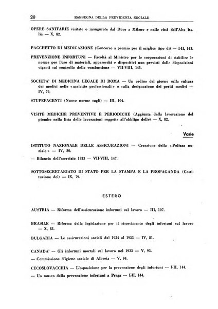 Rassegna della previdenza sociale assicurazioni e legislazione sociale, infortuni e igiene del lavoro