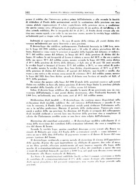 Rassegna della previdenza sociale assicurazioni e legislazione sociale, infortuni e igiene del lavoro