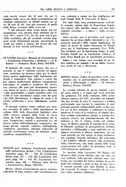 Rassegna della previdenza sociale assicurazioni e legislazione sociale, infortuni e igiene del lavoro