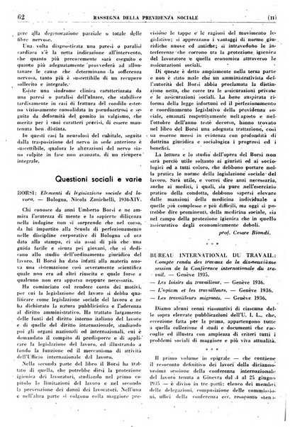 Rassegna della previdenza sociale assicurazioni e legislazione sociale, infortuni e igiene del lavoro