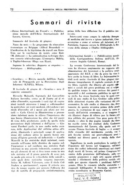 Rassegna della previdenza sociale assicurazioni e legislazione sociale, infortuni e igiene del lavoro