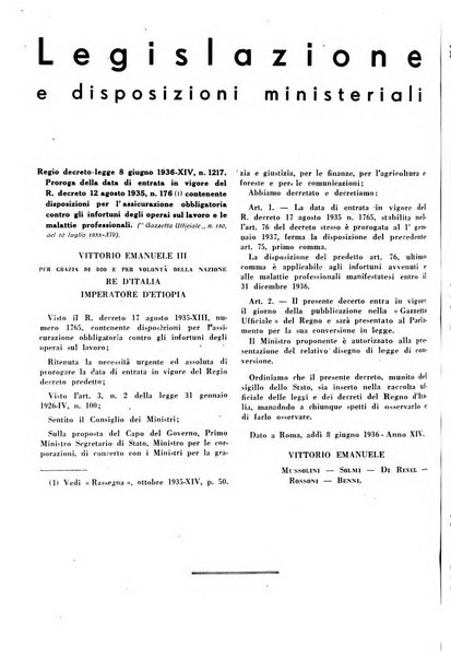 Rassegna della previdenza sociale assicurazioni e legislazione sociale, infortuni e igiene del lavoro