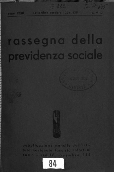 Rassegna della previdenza sociale assicurazioni e legislazione sociale, infortuni e igiene del lavoro