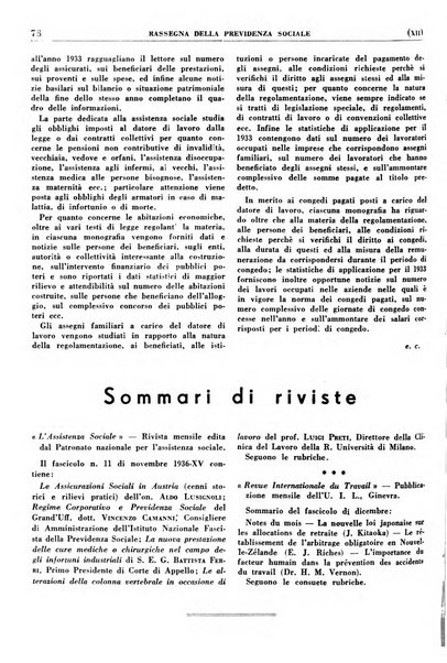 Rassegna della previdenza sociale assicurazioni e legislazione sociale, infortuni e igiene del lavoro