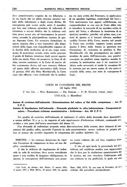 Rassegna della previdenza sociale assicurazioni e legislazione sociale, infortuni e igiene del lavoro