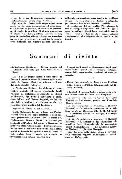 Rassegna della previdenza sociale assicurazioni e legislazione sociale, infortuni e igiene del lavoro