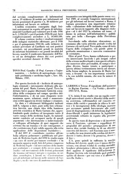 Rassegna della previdenza sociale assicurazioni e legislazione sociale, infortuni e igiene del lavoro