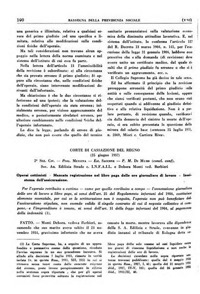 Rassegna della previdenza sociale assicurazioni e legislazione sociale, infortuni e igiene del lavoro