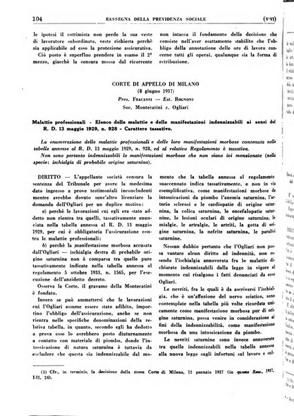 Rassegna della previdenza sociale assicurazioni e legislazione sociale, infortuni e igiene del lavoro