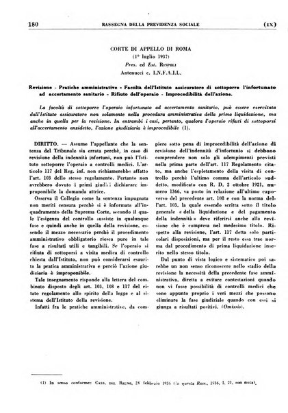 Rassegna della previdenza sociale assicurazioni e legislazione sociale, infortuni e igiene del lavoro