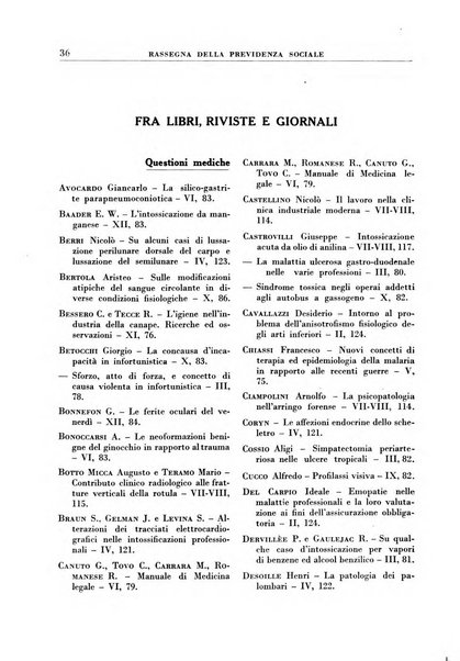 Rassegna della previdenza sociale assicurazioni e legislazione sociale, infortuni e igiene del lavoro