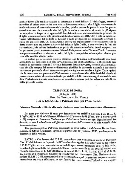 Rassegna della previdenza sociale assicurazioni e legislazione sociale, infortuni e igiene del lavoro