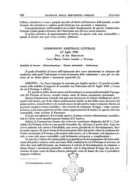 Rassegna della previdenza sociale assicurazioni e legislazione sociale, infortuni e igiene del lavoro