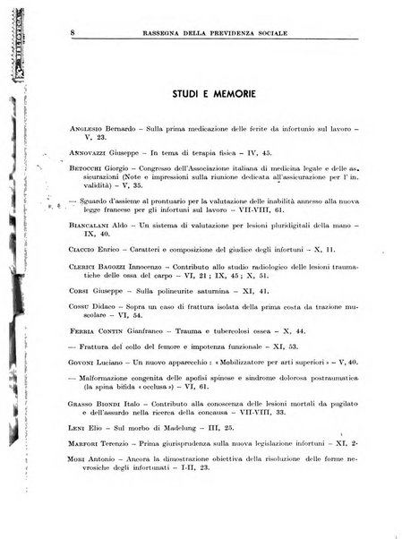 Rassegna della previdenza sociale assicurazioni e legislazione sociale, infortuni e igiene del lavoro