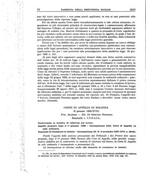 Rassegna della previdenza sociale assicurazioni e legislazione sociale, infortuni e igiene del lavoro