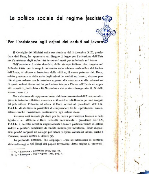 Rassegna della previdenza sociale assicurazioni e legislazione sociale, infortuni e igiene del lavoro