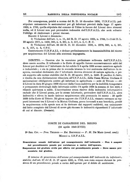 Rassegna della previdenza sociale assicurazioni e legislazione sociale, infortuni e igiene del lavoro