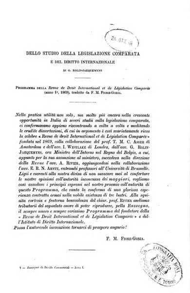 Rassegna di diritto commerciale italiano e straniero raccolta internazionale di dottrina, giurisprudenza e legislazione commerciale comparata