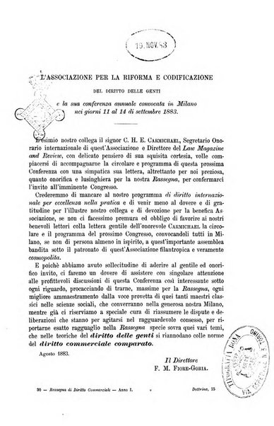 Rassegna di diritto commerciale italiano e straniero raccolta internazionale di dottrina, giurisprudenza e legislazione commerciale comparata