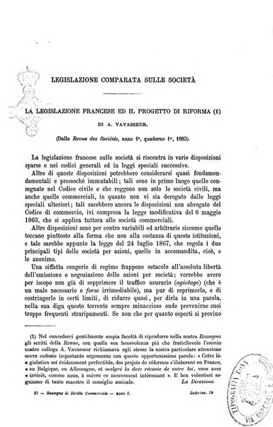 Rassegna di diritto commerciale italiano e straniero raccolta internazionale di dottrina, giurisprudenza e legislazione commerciale comparata