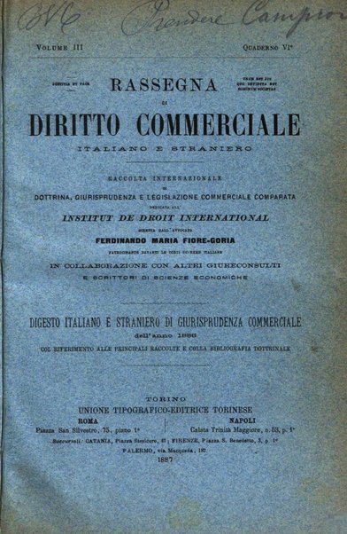 Rassegna di diritto commerciale italiano e straniero raccolta internazionale di dottrina, giurisprudenza e legislazione commerciale comparata