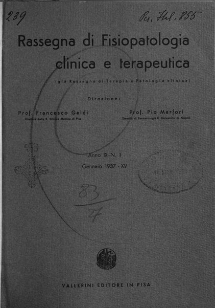 Rassegna di fisiopatologia clinica e terapeutica