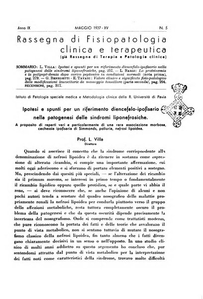 Rassegna di fisiopatologia clinica e terapeutica