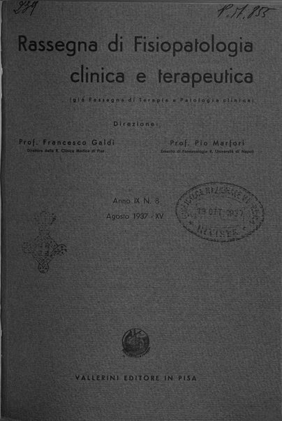 Rassegna di fisiopatologia clinica e terapeutica