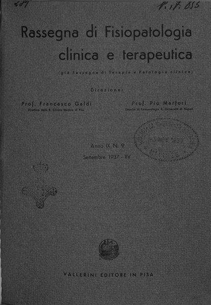 Rassegna di fisiopatologia clinica e terapeutica