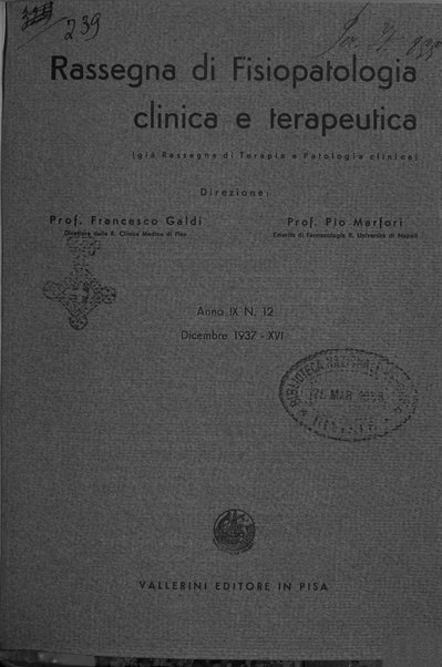 Rassegna di fisiopatologia clinica e terapeutica