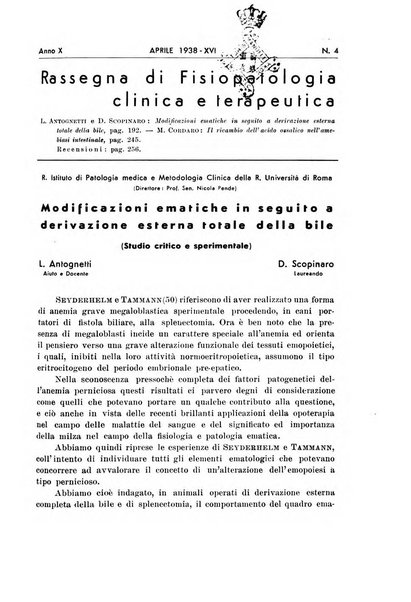 Rassegna di fisiopatologia clinica e terapeutica