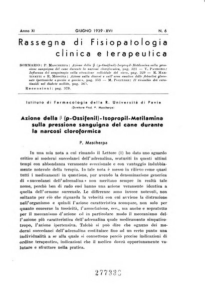 Rassegna di fisiopatologia clinica e terapeutica