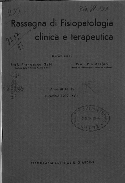 Rassegna di fisiopatologia clinica e terapeutica